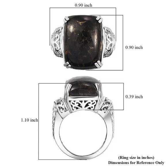 Matrix Silver Shungite 10.50 ctw Solitaire Ring in Platinum Bond Size 6 - Picture 4 of 4